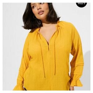 NWT Torrid Stripe Guaze Lace Up Peasant Top Size 3X